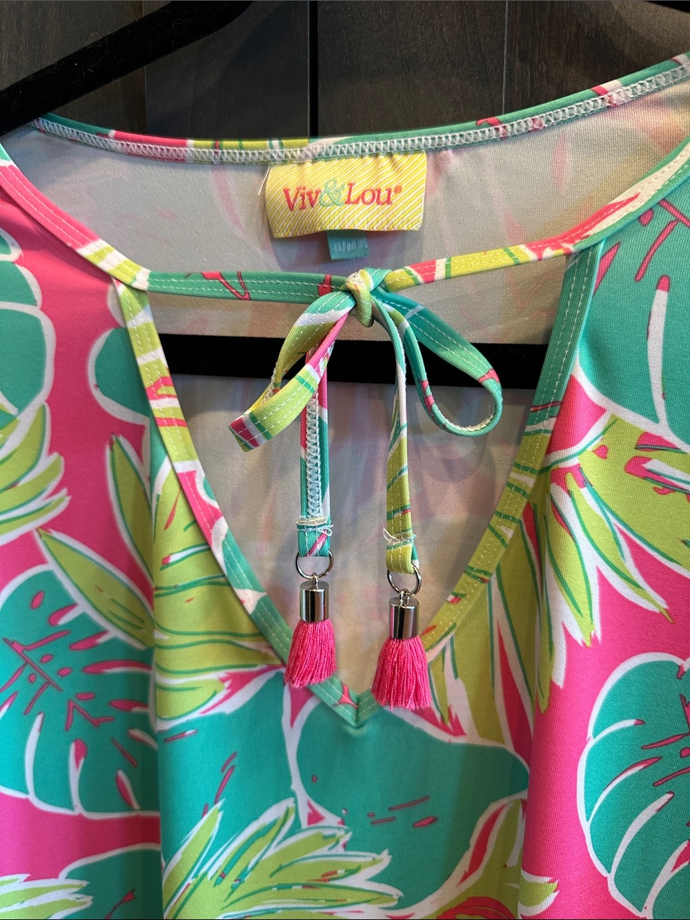 Vic & Lou Tropical Leaf Swim Coverup S/M